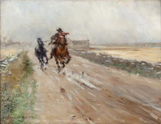 Landschaft von Öland, Zigeuner auf einem Pferd